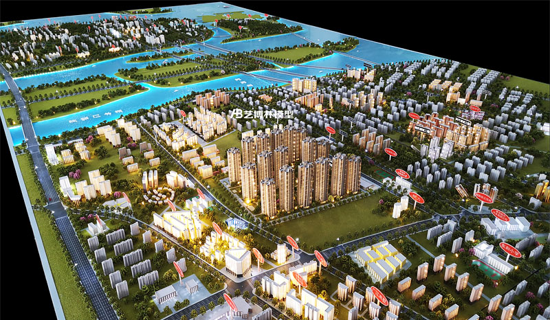珠海时代倾城双生花城市规划模型